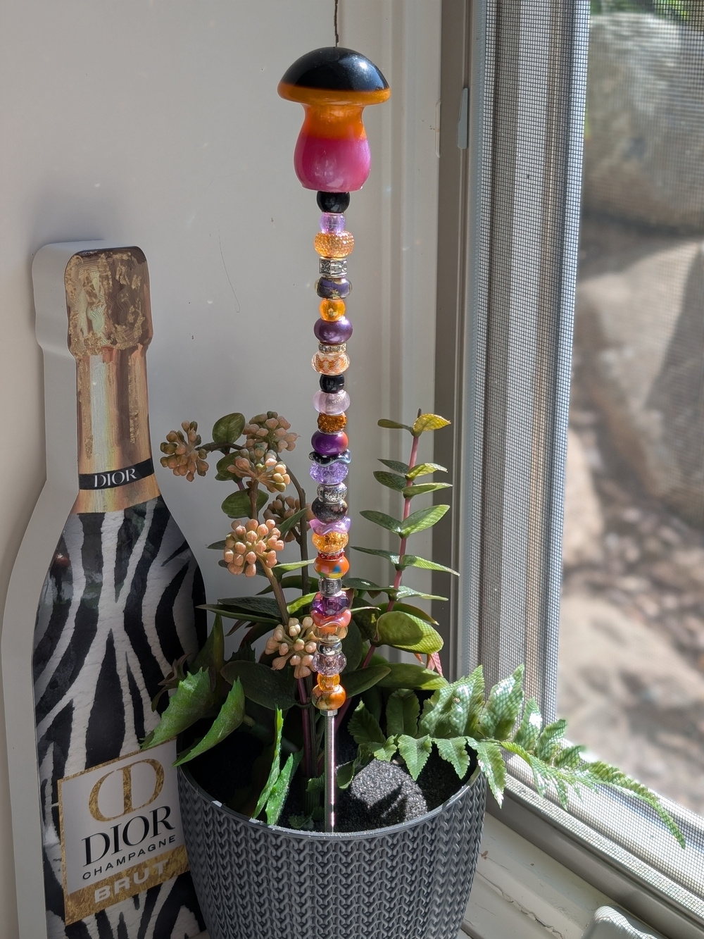 Handmade Fairy Wand/Plant/Garden Stake W/Resin Mushroom Topper 🍄